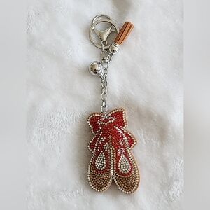 Red and Brown Ballet Shoe Keychain Bag Charm